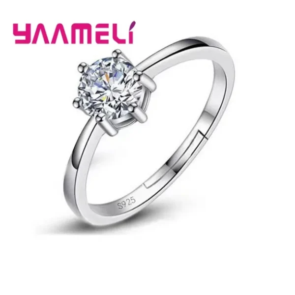 Fine Wedding Rings for Men Women Gift S925 Sterling Silver Color Austrian Crystal Engagement Proposal Ring Jewelry Bague Femme 8