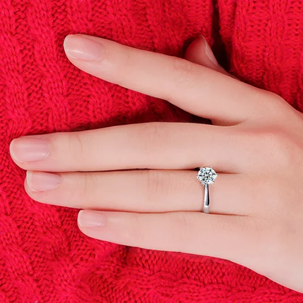 Fine Wedding Rings for Men Women Gift S925 Sterling Silver Color Austrian Crystal Engagement Proposal Ring Jewelry Bague Femme 5