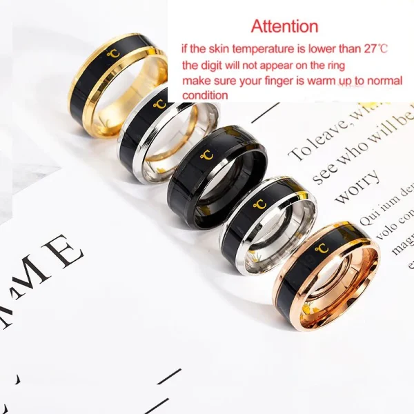 Temperature Ring Titanium Steel Mood Emotion Feeling Intelligent Temperature Sensitive Rings for Women Men Waterproof Jewelry 4
