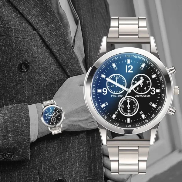 Men Stainless Steel Casual Quartz Wristwatch 3