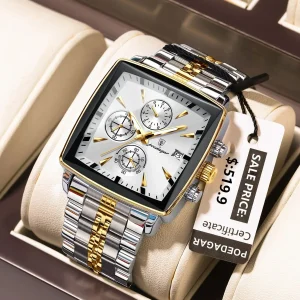 POEDAGAR Luxury Square Sports Wristwatch 1