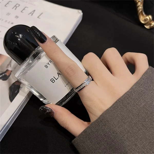 Luxury Rose Gold Double Rowed Square Zircon Stainless Steel Ring Women's Romantic Engagement Wedding Party Jewelry Women Gift 3
