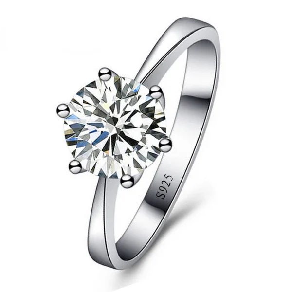 Fine Wedding Rings for Men Women Gift S925 Sterling Silver Color Austrian Crystal Engagement Proposal Ring Jewelry Bague Femme 1