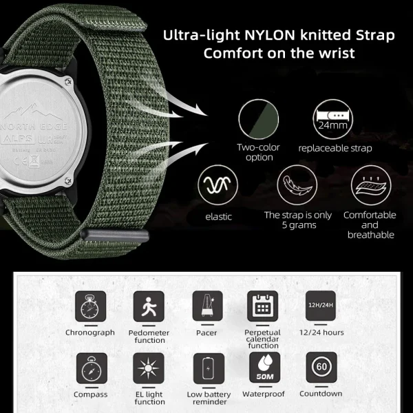 NORTH EDGE ALPS Men's Digital Carbon fiber Watch 6