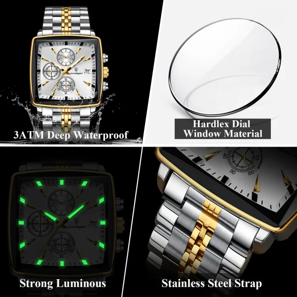 POEDAGAR Luxury Square Sports Wristwatch 4