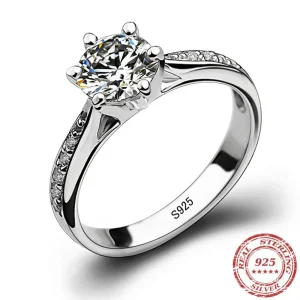 Luxury 925 Sterling Silver Classic Ring for Women Six claw jewelry simple 70ct diamond ring imitation diamond women's ring 7