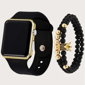 Black Plastic Strap Fashionable Square Dial Watch (for Android / IOS) 1