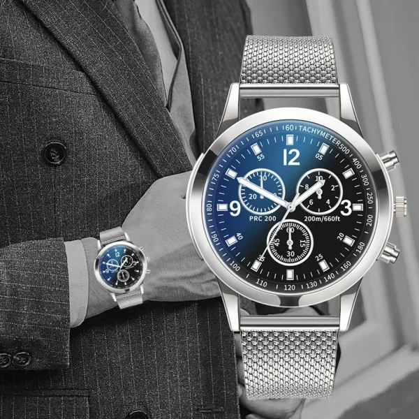 Men Stainless Steel Casual Quartz Wristwatch 2
