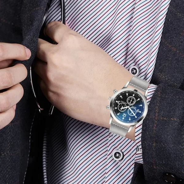 Men Stainless Steel Casual Quartz Wristwatch 4