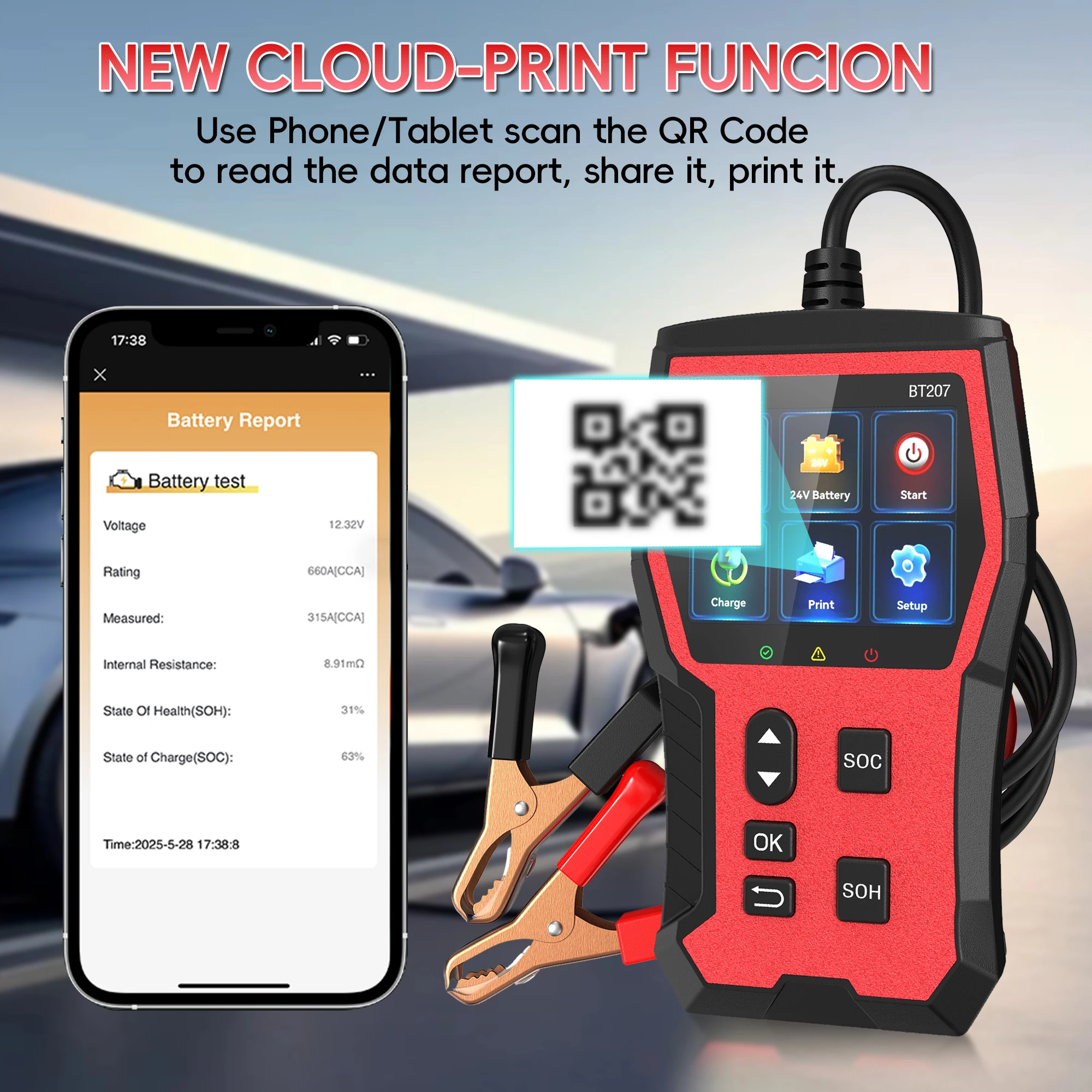 Car Battery Tester 6V/12V/24V, 2–120Ah 4