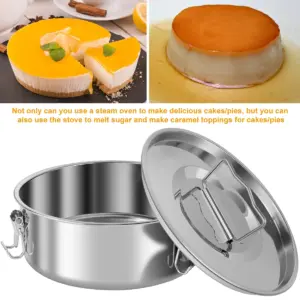 Round Cake Baking Flan Maker 1.5QT Flan Stainless Steel Pan 1