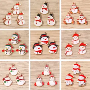 10pcs Cartoon Enamel Christmas Snowman Charms Pendants for Jewelry Making Drop Earrings Necklaces Bracelets DIY Crafts Supplies 1