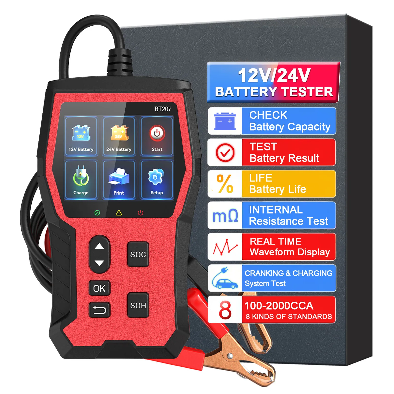 Car Battery Tester 6V/12V/24V, 2–120Ah 1