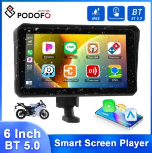 Podofo 6'' Smart Screen Player Wireless Android Carplay Car, Motorcycle Waterproof 1